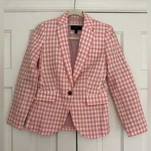 J. Crew Pink Gingham Linen Blazer 00